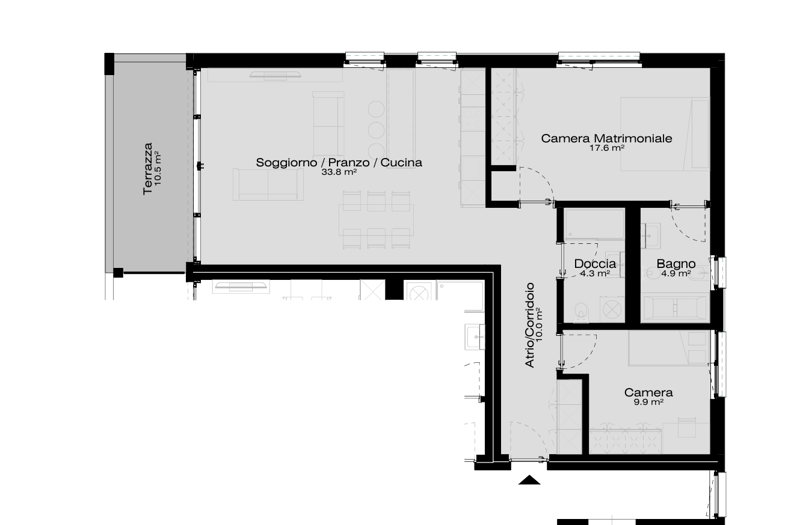 STUPENDIEMMENT MODERNE 3.5 PIÈCES AVEC JARDIN À PAZZALLO (10)