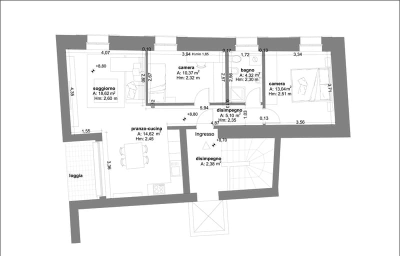Bel appartement 3.5 pièces au dernier étage à Rancate (10)