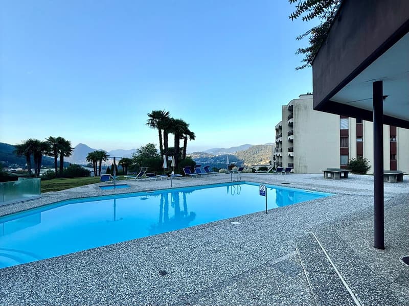 Helliges Zweizimmerapartment mit Seeblick und Pool in Cadro (8)