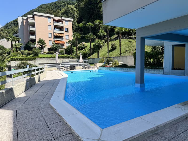 Zu vermieten 2.5-Zimmer-Wohnung mit Garten, Pool und Seeblick in Bissone (2)