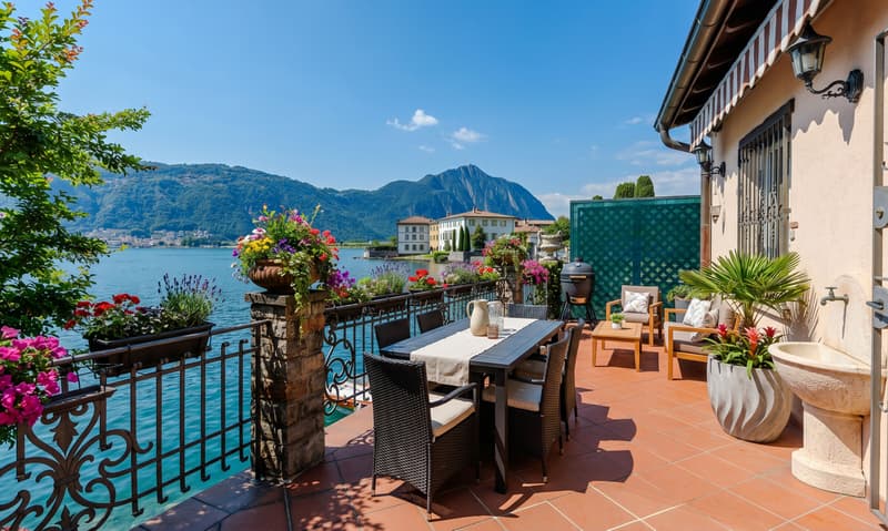 Beautiful independent house with 3.5 rooms and dock in Bissone (1)