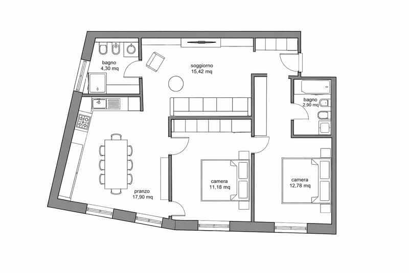 Comfortable and new 3.5-room pied-à-terre in the center of Lugano (6)