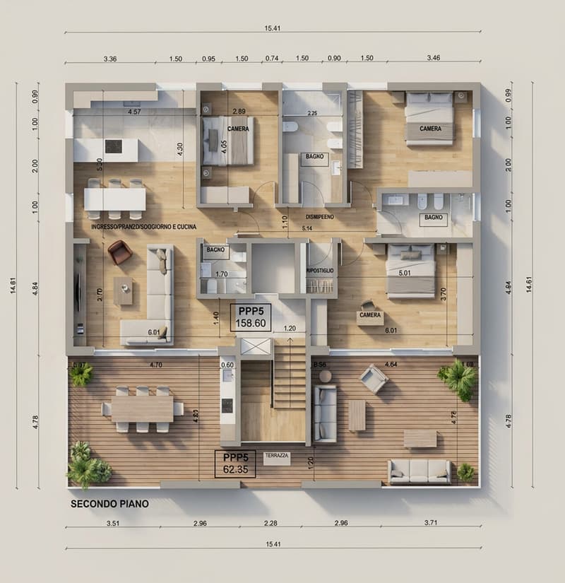 MODERNO ATTICO 4.5 LOCALI CON 2 TERRAZZE A LIGORNETTO (10)
