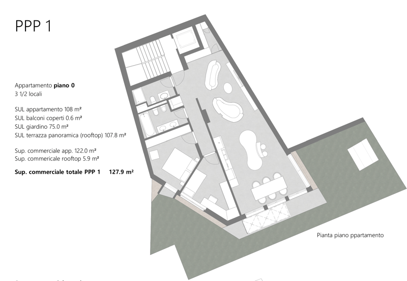 LUSSUOSO 3.5 LOCALI CON GIARDINO PRIVATO IN CENTRO LUGANO (8)