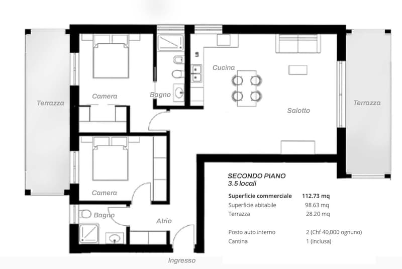 A REDDITO - NUOVO ATTICO 3.5 LOCALI CON TERRAZZA A CASLANO (4)