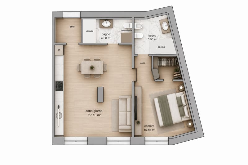 STUPENDO E NUOVO PIED-Ã-TERRE DI 2.5 LOCALI A LUGANO CENTRO (5)