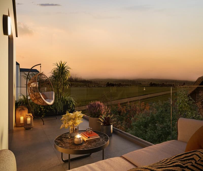 Terrasse mit Aussicht im Attikageschoss