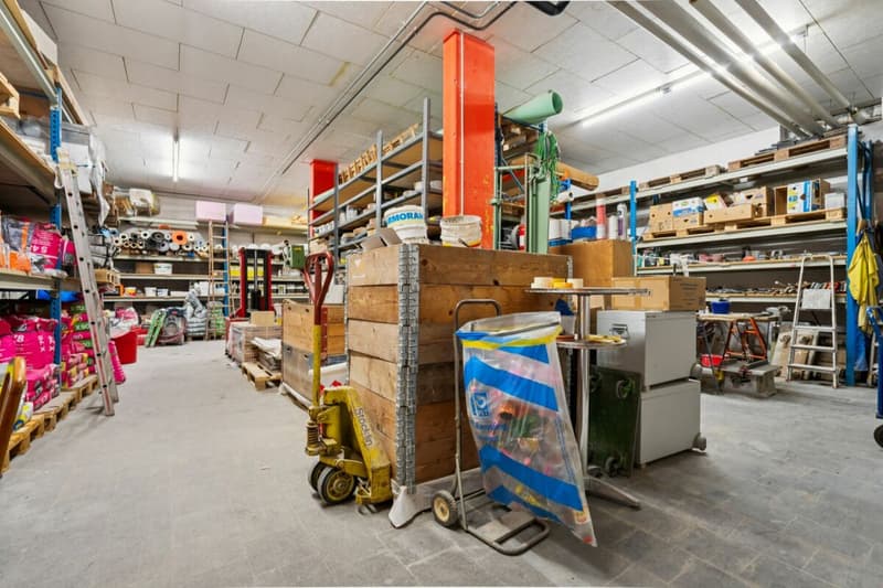 Hohe Lagerhalle mit 130 m² und direktem Hauszugang ins UG