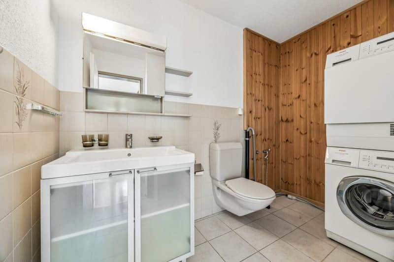 Separate Toilette mit Waschturm