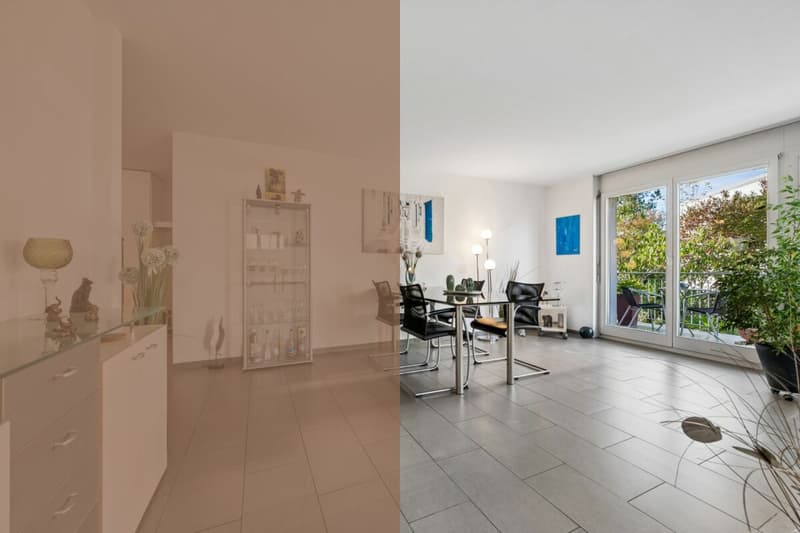 Essbereich mit Zugang zum Balkon