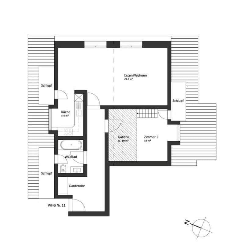 Grosszügige Dachwohnung mit 5 m Raumhöhe! (4)