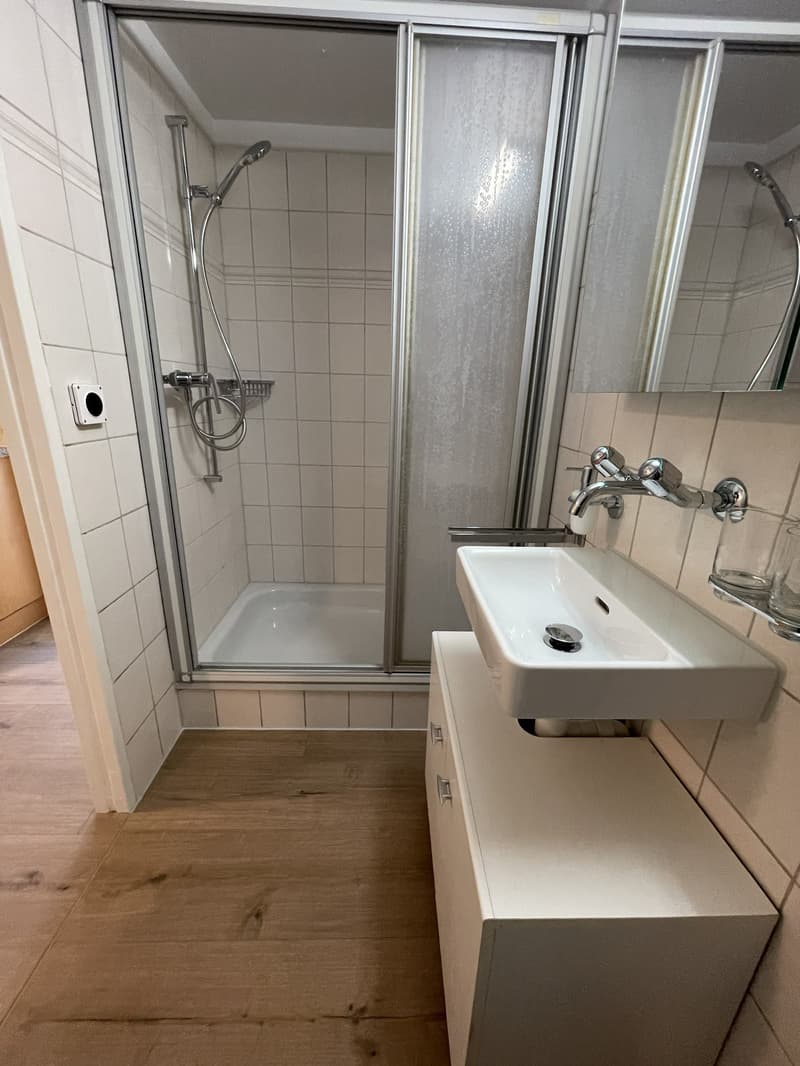 Du/WC: Dusche + Lavabo mit Unterbauschrank