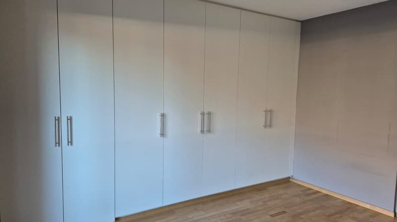 large white closets, hardwood floor