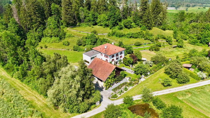 Tenuta di charme con 21 ettari di terreno, casa del contadino e stalle (1)
