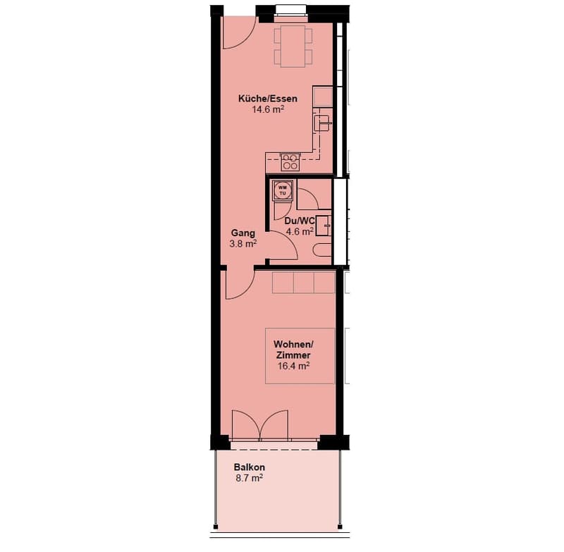 Compact, modern, well-thought-out – 1.5-room apartments in the new Rehpark building (5)
