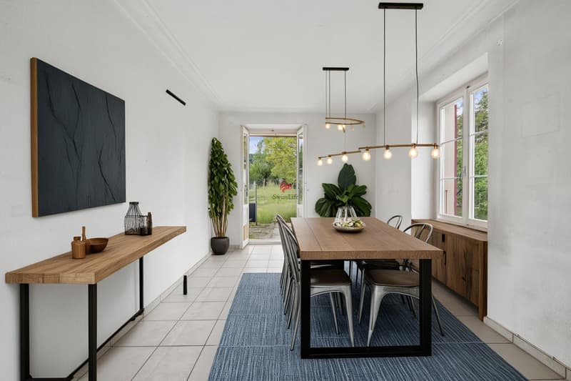 Esszimmer mit Ausgang Garten, Einrichtungsvorschlag