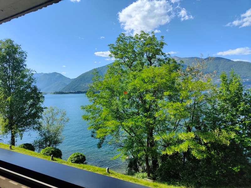 Die Aussicht von der Terrasse erlaubt es nicht nur den See und die Natur zu beobachten, sondern auch das Maggiaflussdelta auf der gegenüberliegenden Seeseite... / La vista dalla terrazza permette di