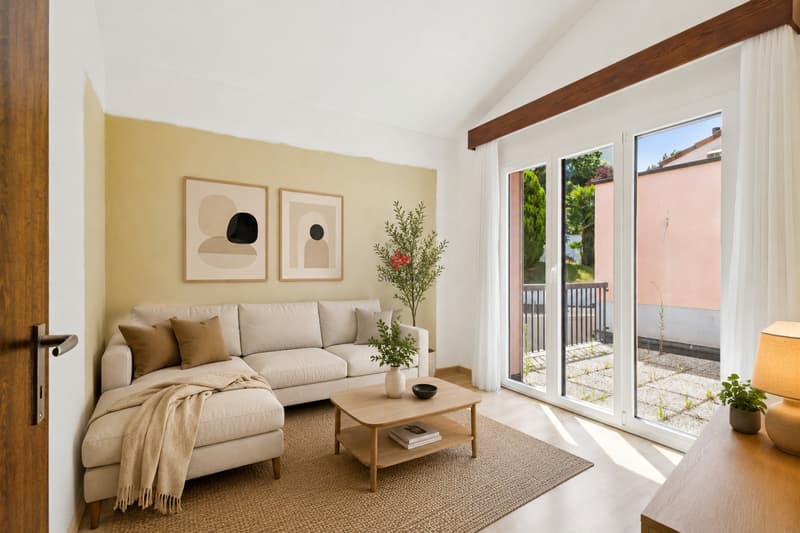 / Uno studio luminoso con accesso diretto all'esterno - Proposta d'arredo (Virtual Staging)