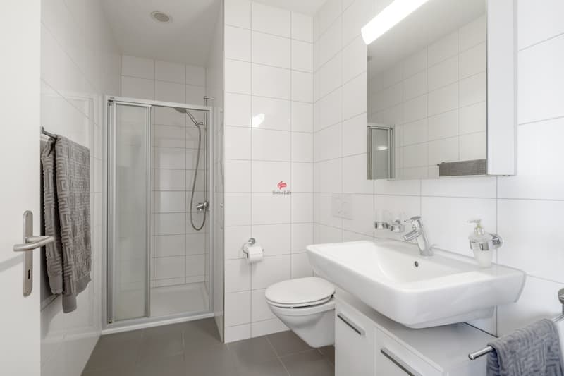 En-suite-Bad mit begehbarer Dusche, stilvoll und funktional gestaltet