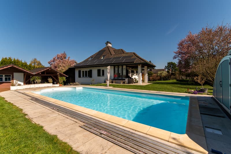 Ansicht mit Pool (mit Gegenstromanlage)