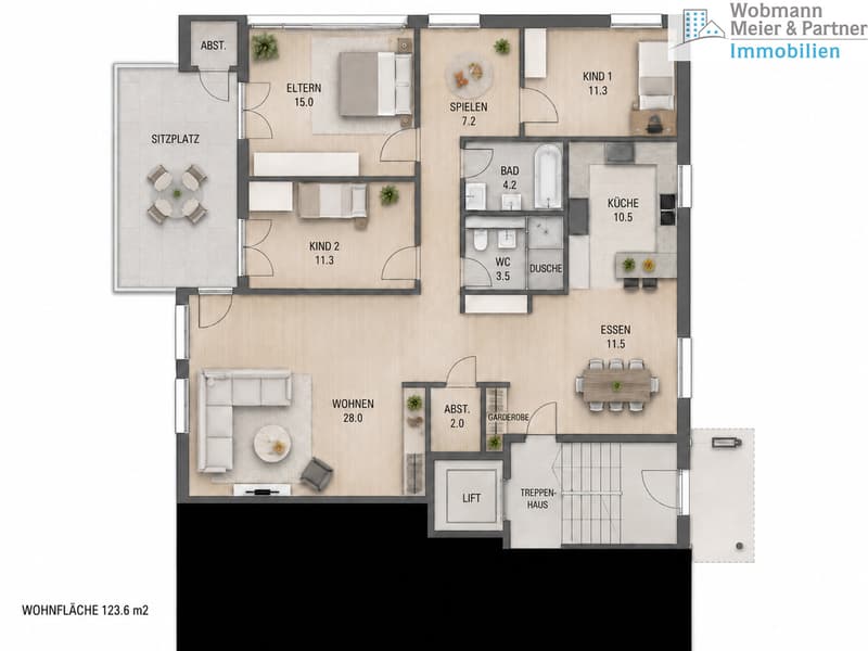 Spacious 4.5-room garden apartment with fireplace in Kindhausen (12)