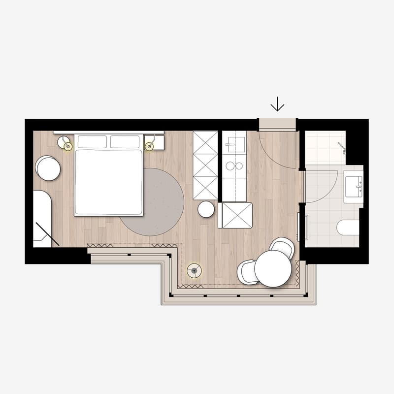 Studio Apartment möbliert und neu renoviert in Zürich Oerlikon (8)