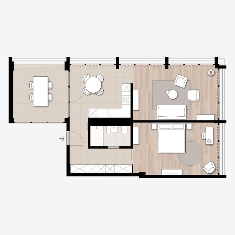 2-Zimmer Apartment Suite möbiliert in Cham (Zug), Papieri-Areal (5)