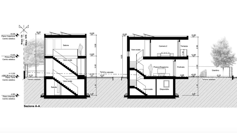 2 story house with living room, kitchen, 2 bedrooms, 2 bathrooms, balcony, garage, and parking space