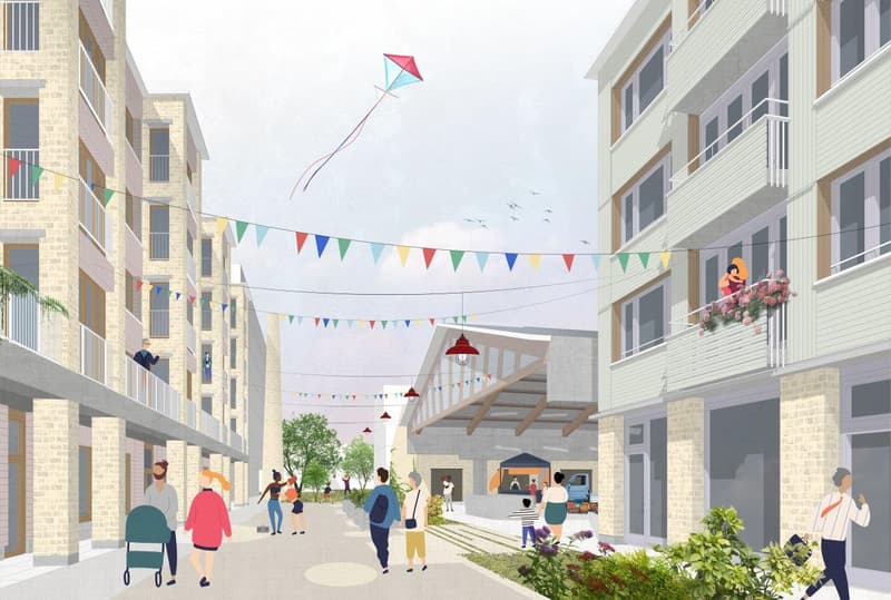 Gasse zwischen Haus A und B