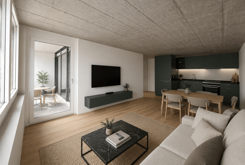 Visualisierung 2,5-Zimmerwohnung, gleicher Ausbaustandard