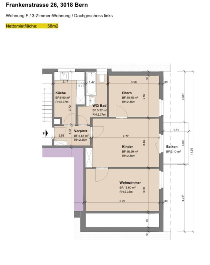 Attractive 3-room apartment with balcony in Bern-Bümpliz (8)