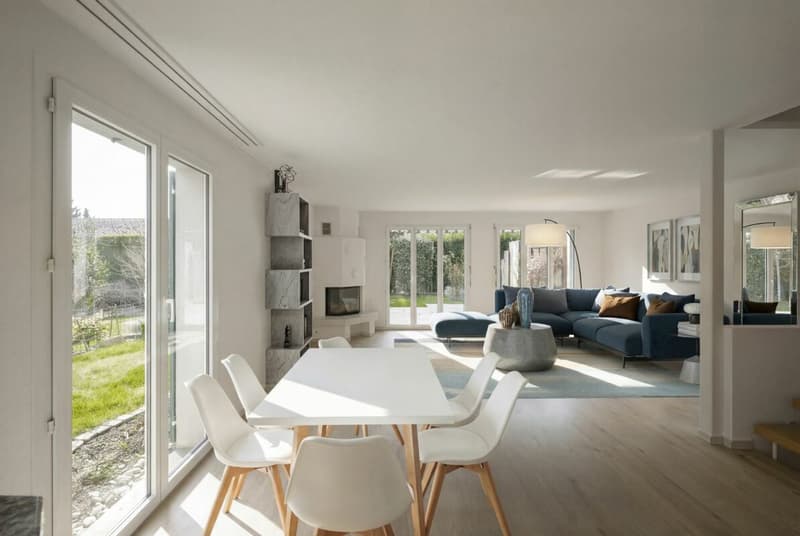 Wohnzimmer (mit KI möbliert)