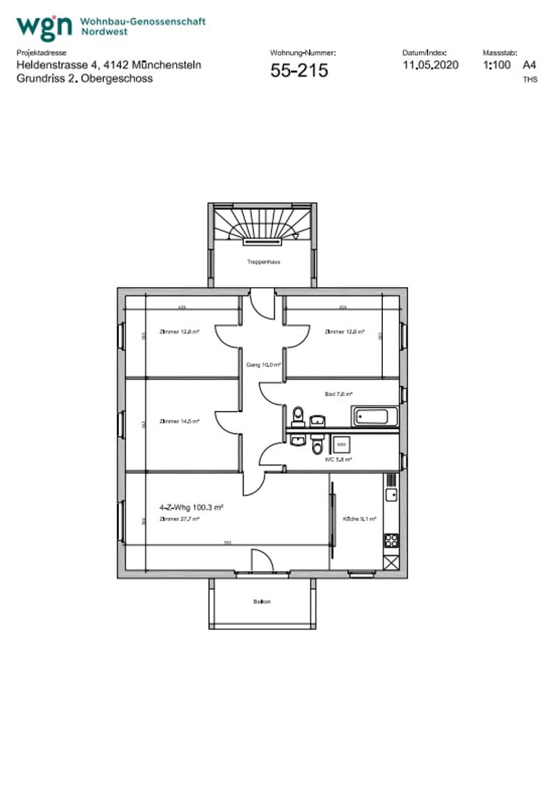 Grundrissplan Heidenstrasse 4