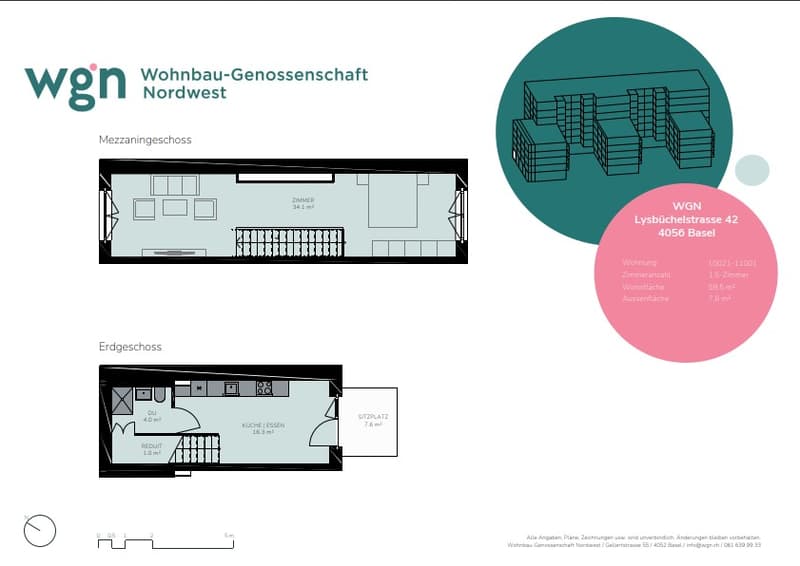 Grundrissplan Volta Nord 1.5- Zwg EG GH rechts