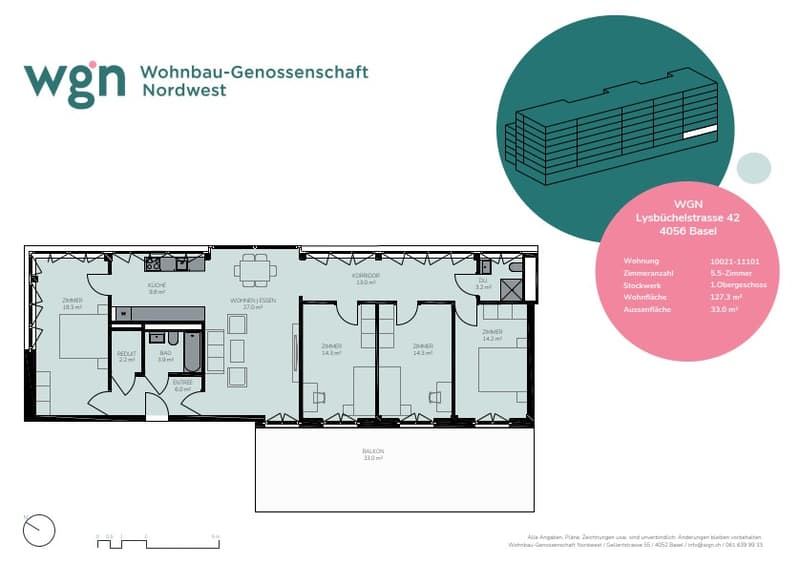 Grundrissplan Volta Nord 5.5- Zwg 1.OG