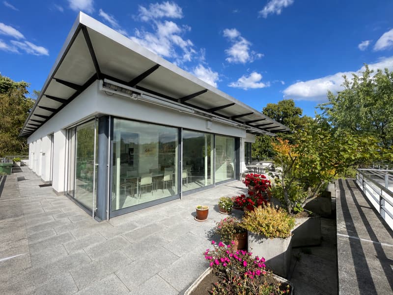 Dachterrasse Sicht auf Wohn- und Esszimmer