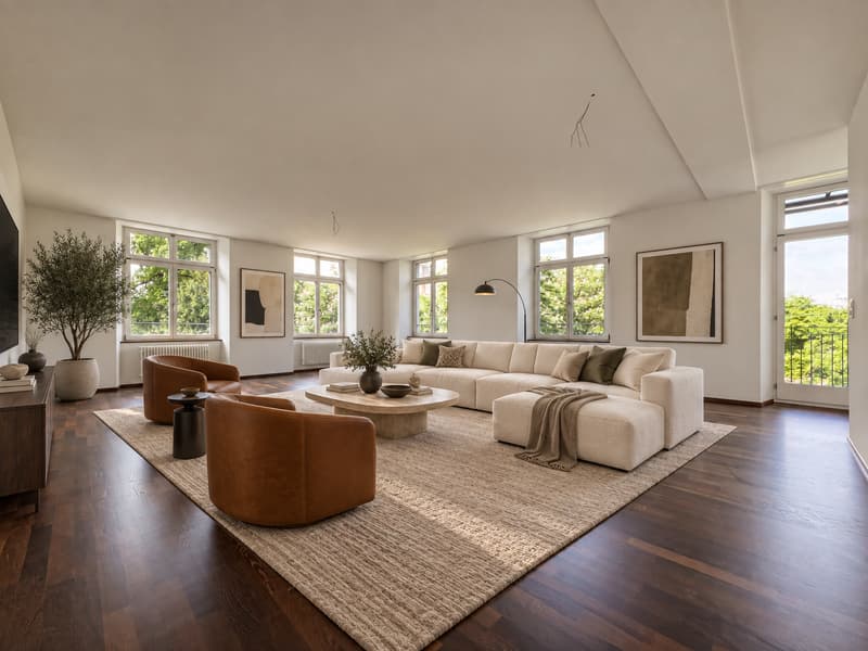Wohnzimmer (Foto einer baugleichen Wohnung mit beispielhafter Möblierung. Abweichungen sind möglich; die Wohnung wird unmöbliert vermietet)