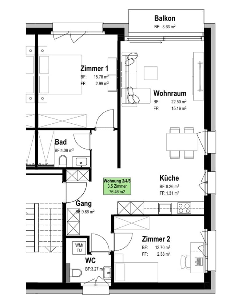 3 ½ Zimmer-Wohnung, 4500 Solothurn (3)