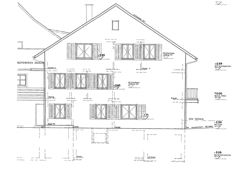 Fassade Süd Hauptstrasse 89/89A
