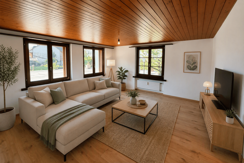 Wohnzimmer virtuell bearbeitet