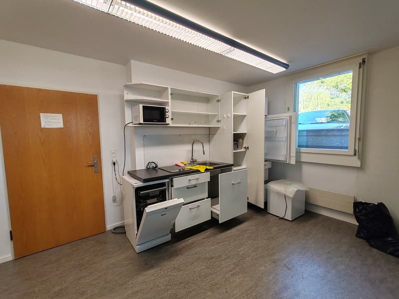 small kitchen with sink, microwave, dishwasher, cabinets, and a window