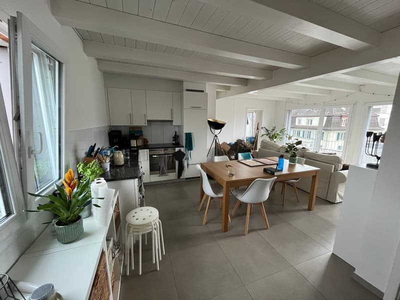 kitchen with view to the living room