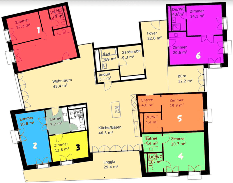 2 pièces dans un grand partage de logement (4)