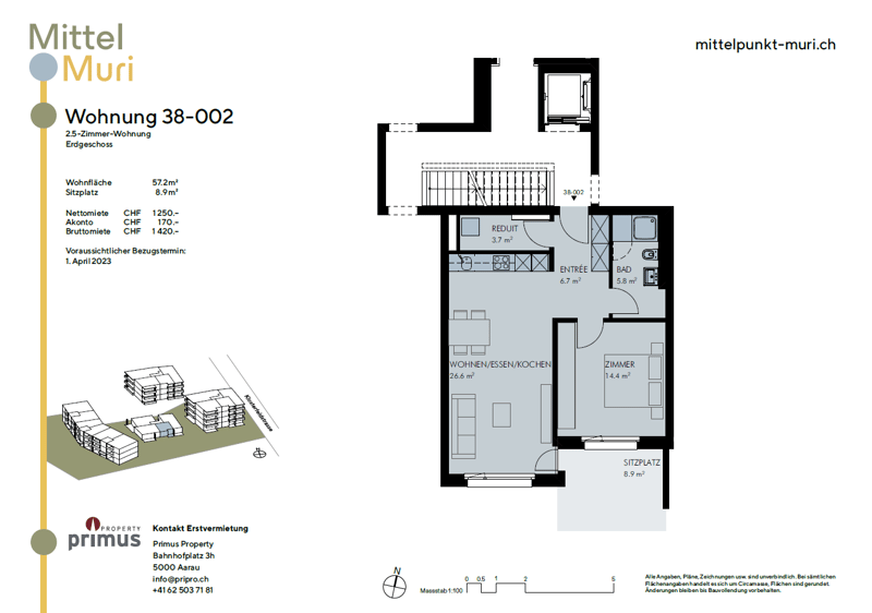 2 ½ Zimmer-Wohnung, 5630 Muri (3)
