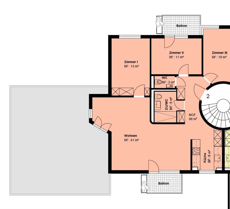 WG-Zimmer in Wipkingen (unbefristet) möbeliert, mit Balkon (2)