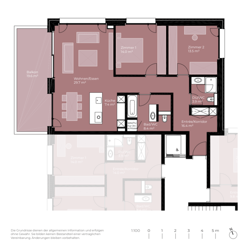 Newly built room (13.5 m²) for rent in a large 99 m² 2-person shared apartment in Kloten (5)