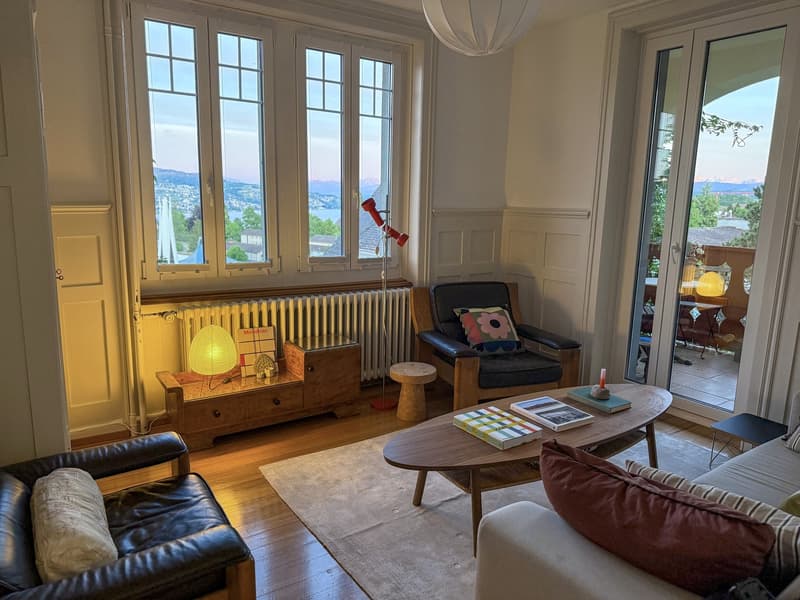 Traumhafte Aussicht auf den Zürichsee und Berge (1)