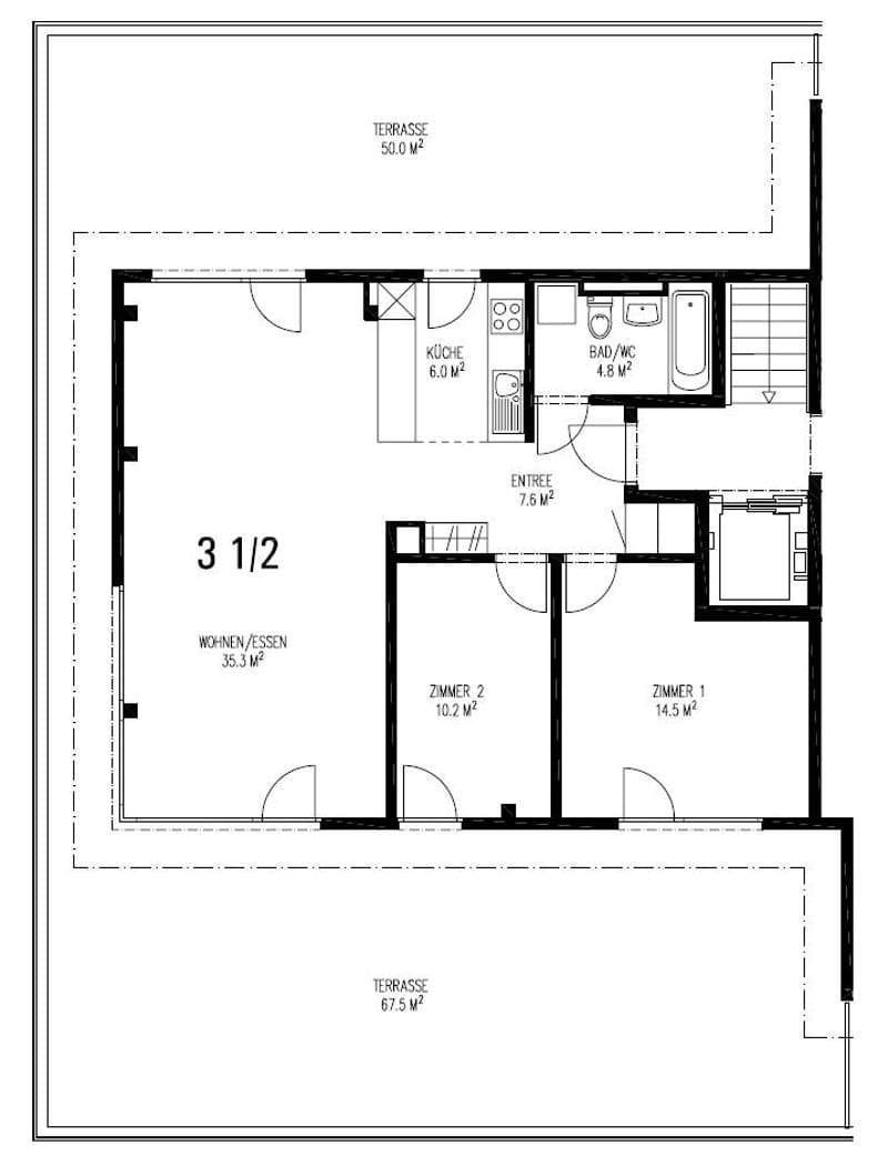 Attikawohnung mit grosser Terrasse 3.5 Zimmer (13)
