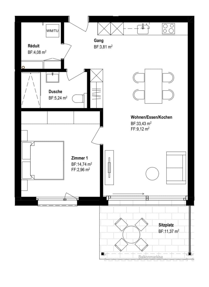 2 ½ rooms apartment, 5072 Oeschgen (2)