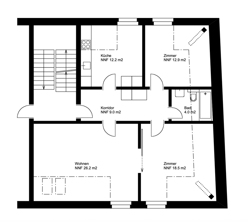 Zentrale 3,5-Zimmer-Dachwohnung in Zürich Kreis 4 (2)